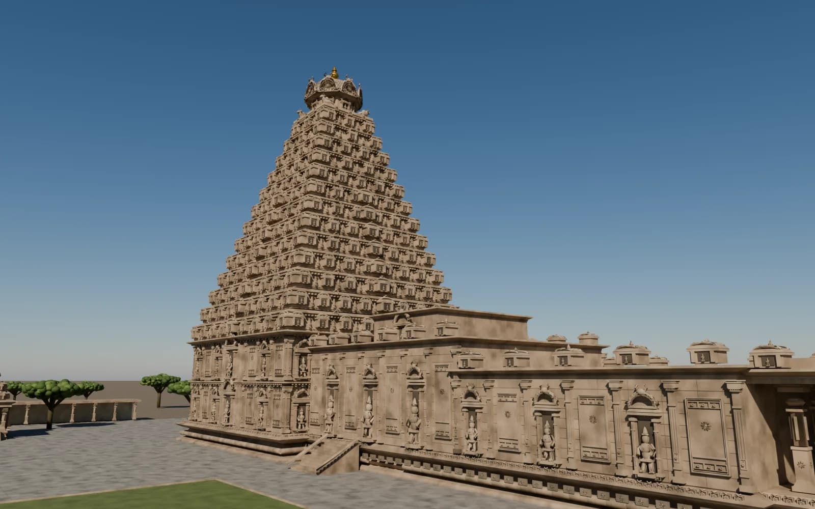 Original rendering of the Thanjavur temple reconstruction