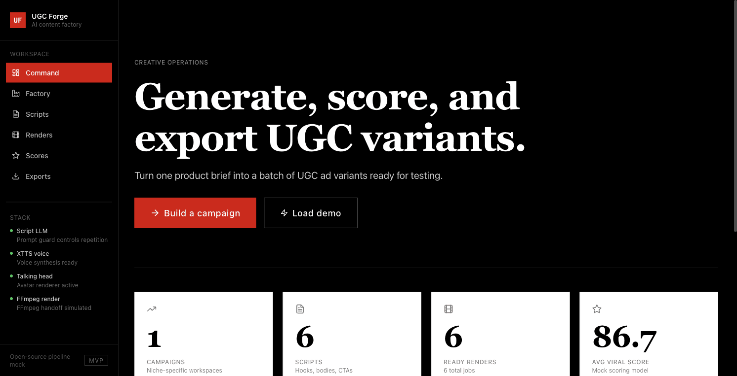UGC Forge campaign interface